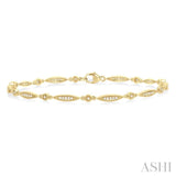 1/4 Ctw Marquise Link Round Cut Diamond Fashion Bracelet in 10K Yellow Gold