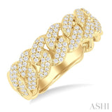 1/2 Ctw Cuban Link Round Cut Diamond Fashion Band in 14K Yellow Gold