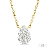 1/10 Ctw Lovebright Petite Pear Shape Round Cut Diamond Fashion Pendant With Chain in 10K Yellow Gold