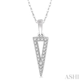 1/10 ctw Hollow Center Inverted Triangle Round Cut Diamond Pendant in 10K White Gold