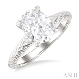 1/20 ctw Akari Oval Shape Round Cut Diamond Semi Mount Engagement Ring in 14K White Gold