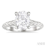 1/20 ctw Akari Oval Shape Round Cut Diamond Semi Mount Engagement Ring in 14K White Gold