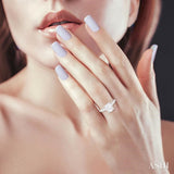 1/20 ctw Akari Oval Shape Round Cut Diamond Semi Mount Engagement Ring in 14K White Gold