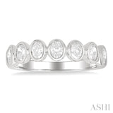 1.00 Ctw 7-Stone Bezel Set Oval Cut Diamond Fashion Band in 14K White Gold