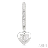 1/2 ctw Heart Shape Dome Round Cut Diamond Fashion Huggie Earrings in 14K White Gold