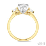 1/2 Ctw Baguette and Oval Cut Diamond Ladies Engagement Ring with 1/3 Ct Oval Cut Center Stone in 14K Yellow and White Gold