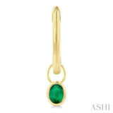 5x3 MM Bezel Set Oval Cut Emerald Precious Fashion Huggie Earrings in 10K Yellow Gold