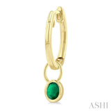 5x3 MM Bezel Set Oval Cut Emerald Precious Fashion Huggie Earrings in 10K Yellow Gold