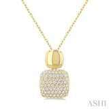1/4 Ctw Twin Cushion Mount Pave Set Round Cut Diamond Fashion Pendant With Chain in 10K Yellow Gold