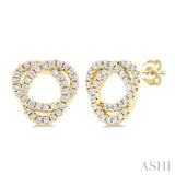 1/3 Ctw Trinity Knot Round Cut Diamond Fashion Stud Earrings in 10K Yellow Gold