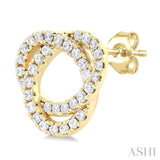 1/3 Ctw Trinity Knot Round Cut Diamond Fashion Stud Earrings in 10K Yellow Gold