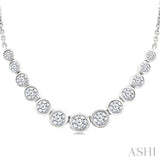 1 Ctw Graduated Bezel Set Round Cut Diamond Smile Necklace in 14K White Gold