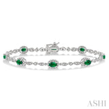 Oval Shape Gemstone & Diamond Bracelet