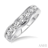 Channel Set Diamond Curved Wedding Band