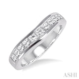 Channel Set Diamond Curved Wedding Band