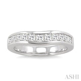 Channel Set Diamond Curved Wedding Band