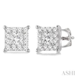 3/4 Ctw Lovebright Diamond Earrings in 14K White Gold