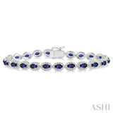 Oval Shape Gemstone & Diamond Bracelet