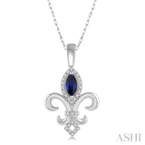 Gemstone & Fleur De Lis Diamond Pendant