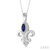 Gemstone & Fleur De Lis Diamond Pendant