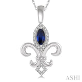 Gemstone & Fleur De Lis Diamond Pendant