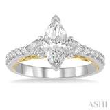 Marquise Shape Semi-Mount Diamond Engagement Ring