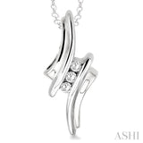 2 Stone Silver Diamond Fashion Pendant