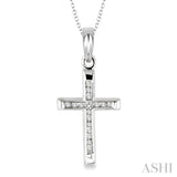 Silver Channel Set Cross Diamond Pendant