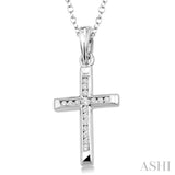 Silver Channel Set Cross Diamond Pendant