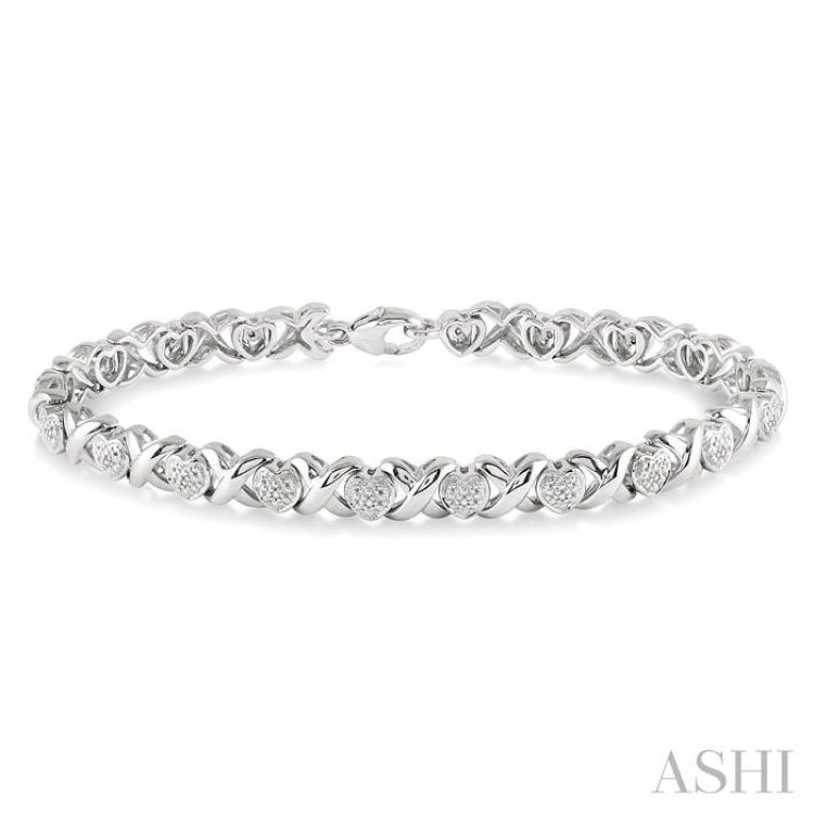 Heart Shape Silver Diamond Bracelet