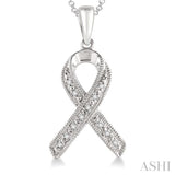 Silver Diamond Support Ribbon Fashion Pendant