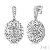 Oval Shape Silver Diamond Earrings