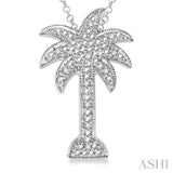Silver Palm Tree Diamond Fashion Pendant