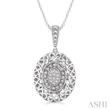 Oval Shape Silver Diamond Pendant