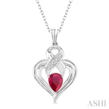 Heart Shape Silver Diamond & Gemstone Fashion Pendant