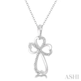 Heart Shape Silver Cross Diamond Fashion Pendant