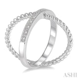 'X' Shape Silver Diamond Fashion Ring