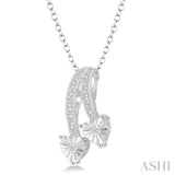 2 Stone Heart Shape Silver Diamond Fashion Pendant