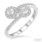 2 Stone Silver Diamond Fashion Ring