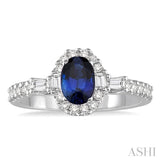 Oval Shape Gemstone & Diamond Ring