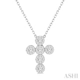3/8 ctw Lovebright Round Cut Diamond Cross Pendant With Chain in 14K White Gold