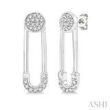 1/6 Ctw Safety Pin Round Cut Diamond Earring in 10K White Gold