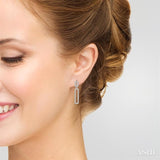 Paper Clip Diamond Long Earrings