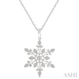 1/20 Ctw Snowflake Lattice Round Cut Diamond Pendant With Chain in Sterling Silver