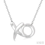 Silver X & O Shape Diamond Fashion Pendant