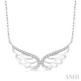 1/6 Ctw Angel Wings Round Cut Diamond Necklace in 10K White Gold
