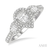 Pear Shape Past Present & Future Diamond Engagement Ring