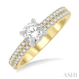 1/3 Ctw Round Cut Diamond Semi Mount Engagement Ring in 14K Yellow and White Gold