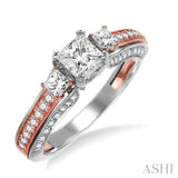 1/2 Ctw Diamond Semi-Mount Engagement Ring in 14K White and Rose Gold