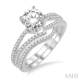 1 Ctw Diamond Wedding Set with 3/4 Ctw Round Cut Engagement Ring and 1/6 Ctw Wedding Band in 14K White Gold
